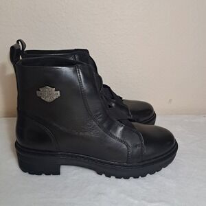 Harley-Davidson Women's Carney-Elastic Ankle Boots Slip-On Shoes Black Size 7